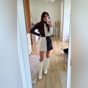 New color block dark chocolate and cream boutique dress